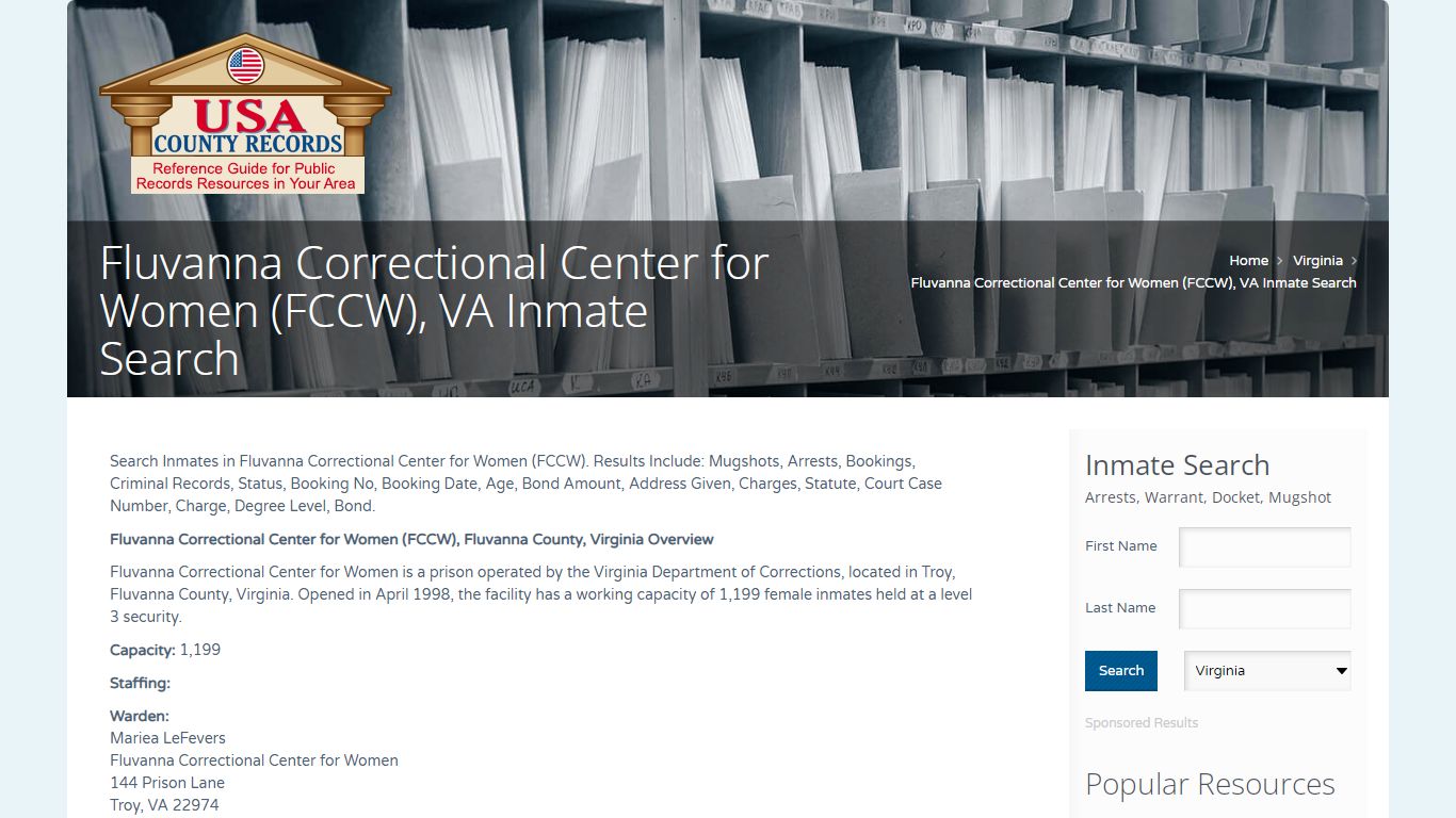 Fluvanna Correctional Center for Women (FCCW), VA Inmate ...